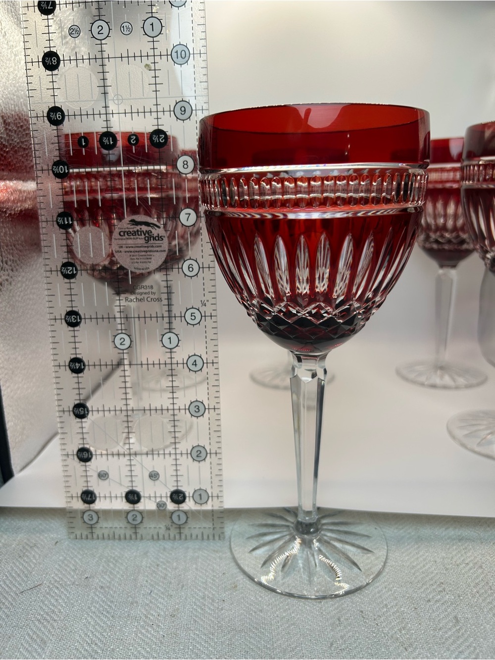 Set of 8 Waterford Crystal Clarendon Ruby Red Wine Hock Glasses - Picture 11 of 14